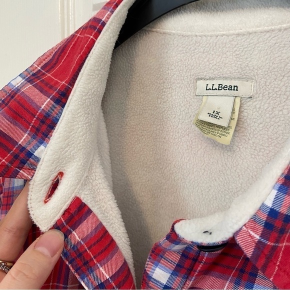 L.L. Bean Women's Fleece-Lined Flannel Shirt, Snap-Front Plaid Shirt Shacket 1X - Picture 6 of 9